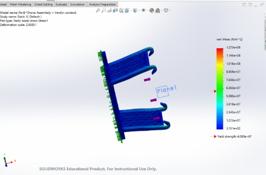 FEA stress plot of lens mount under load